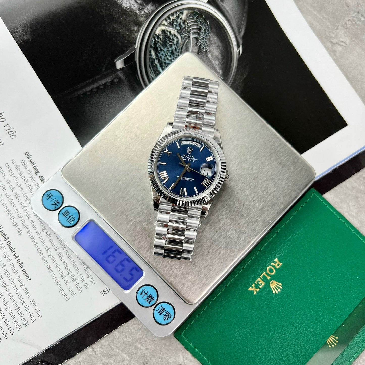 Rolex Day Date M228236-0007 1:1 Mejor Edición GM Factory V2 Esfera Azul