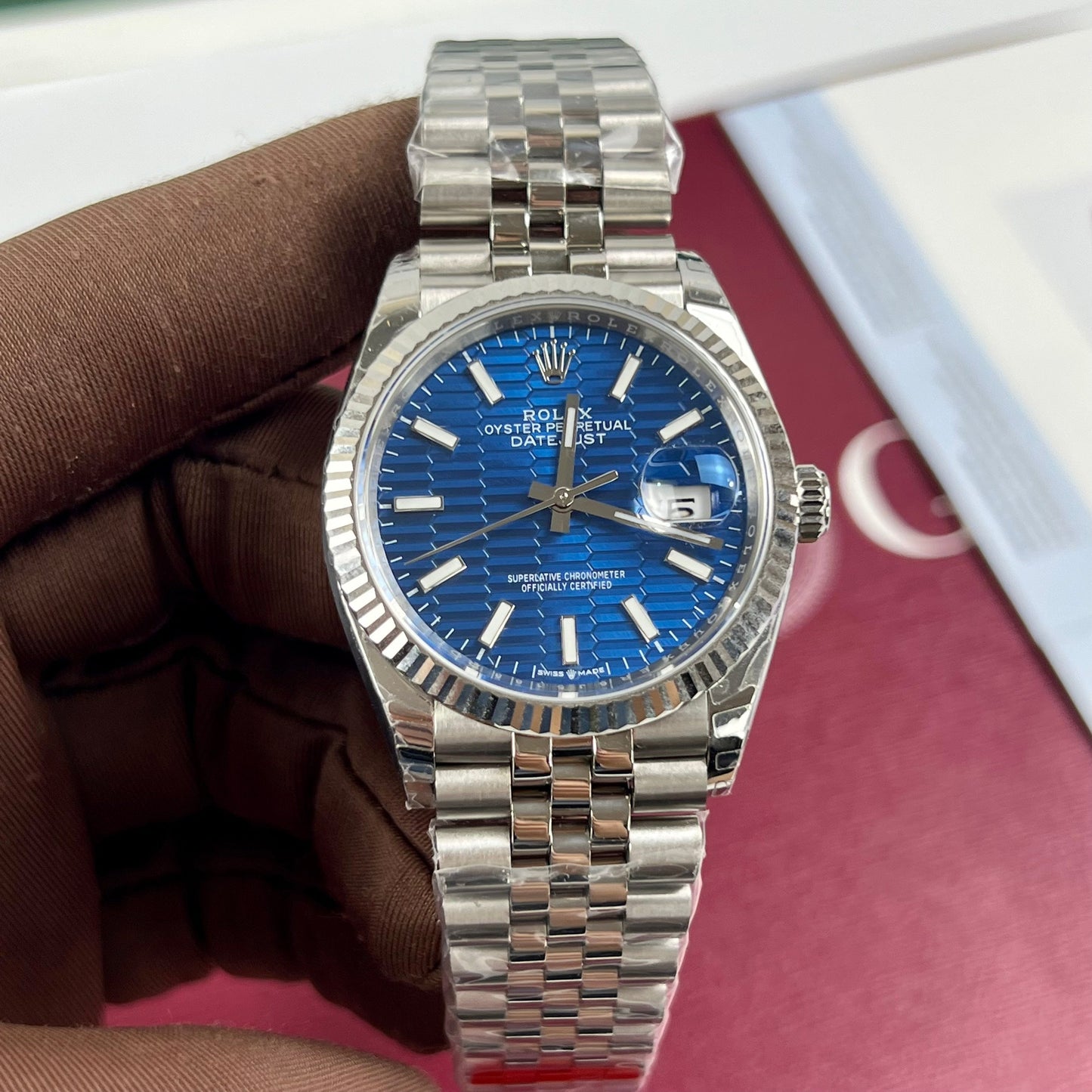 Rolex Datejust 126234 Esfera 3d 1:1 Mejor edición EW Factory Esfera azul