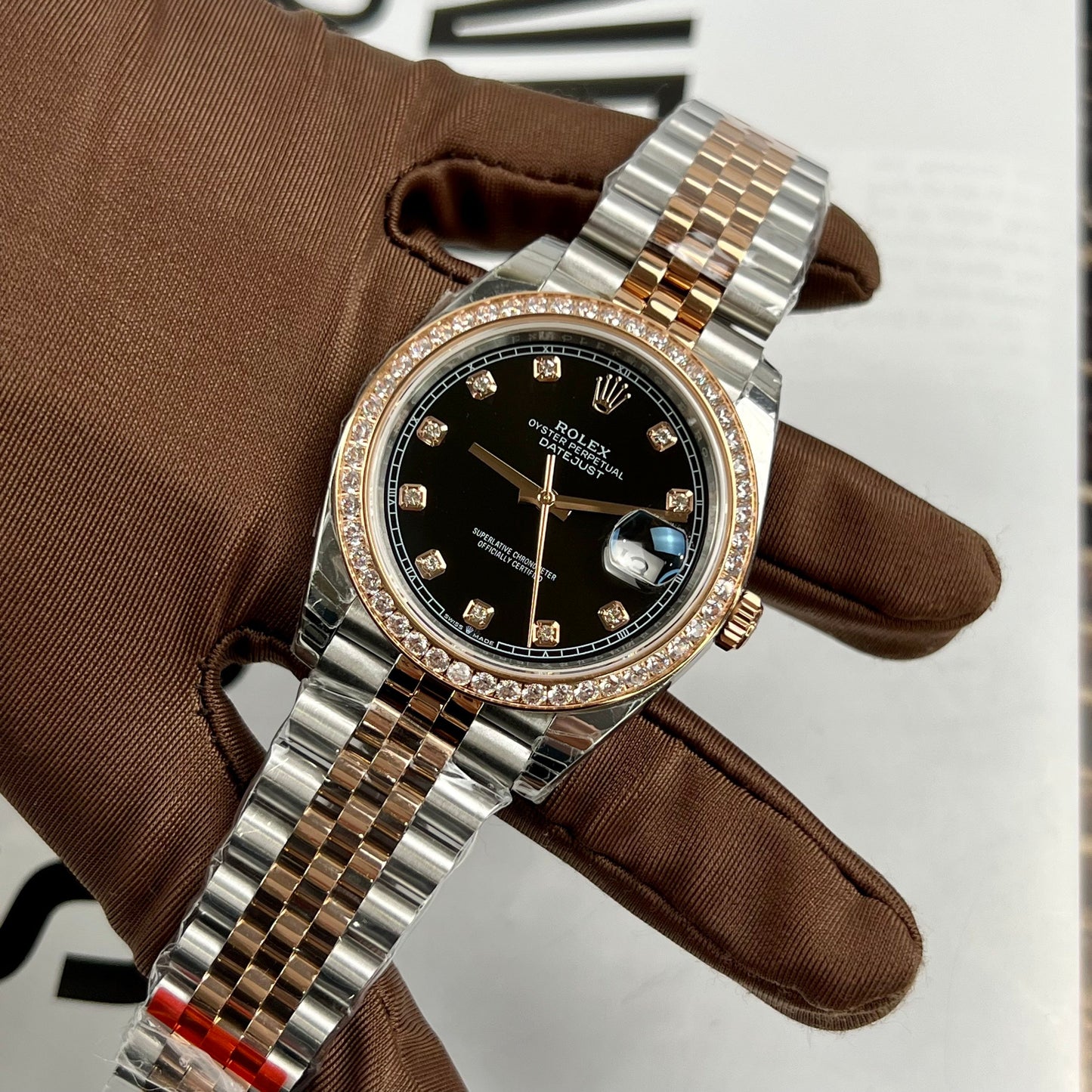 Rolex Datejust 36mm quadrante nero con diamanti 126281RBR 1:1 Best Edition EW Factory quadrante nero svizzero ETA3235