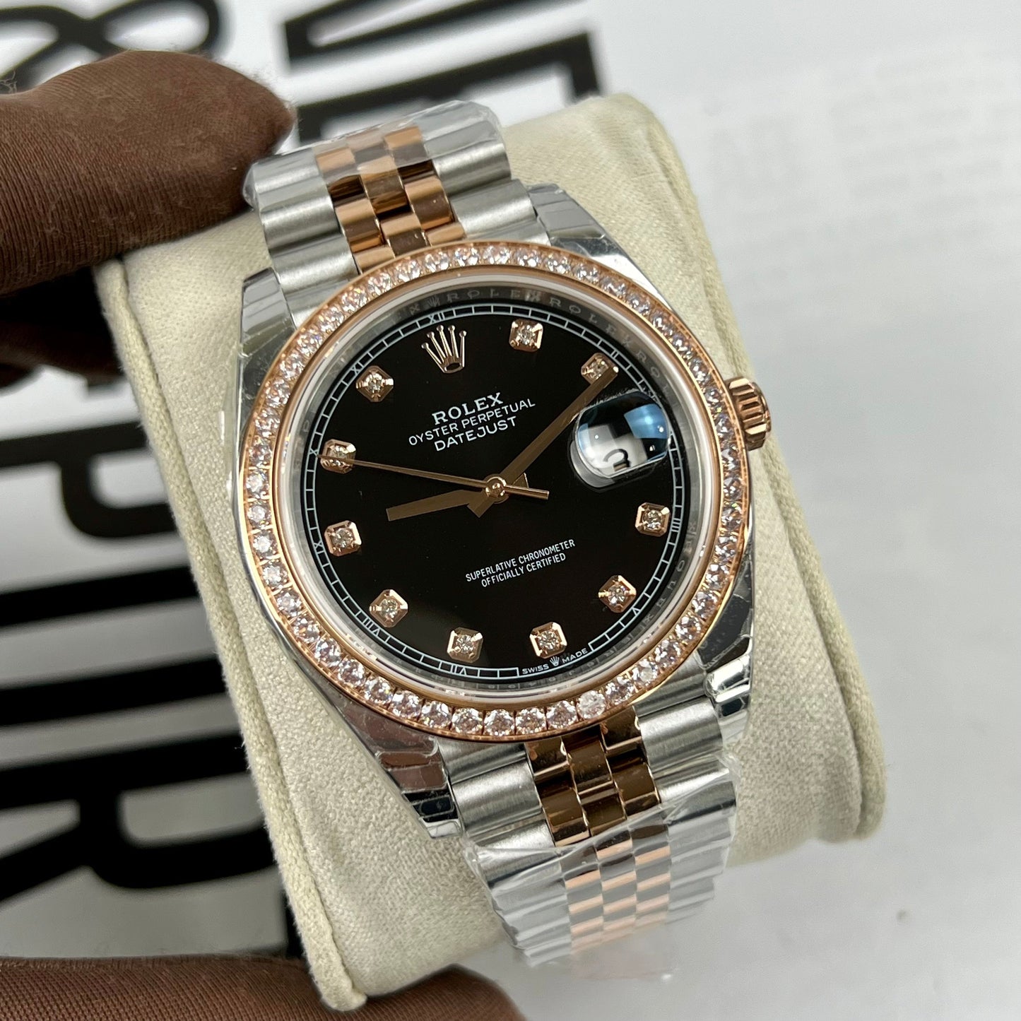 Rolex Datejust 36mm Black With Diamonds Dial 126281RBR 1:1 Best Edition EW Factory Black Dial Swiss ETA3235