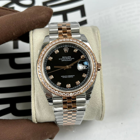 Rolex Datejust 36mm quadrante nero con diamanti 126281RBR 1:1 Best Edition EW Factory quadrante nero svizzero ETA3235