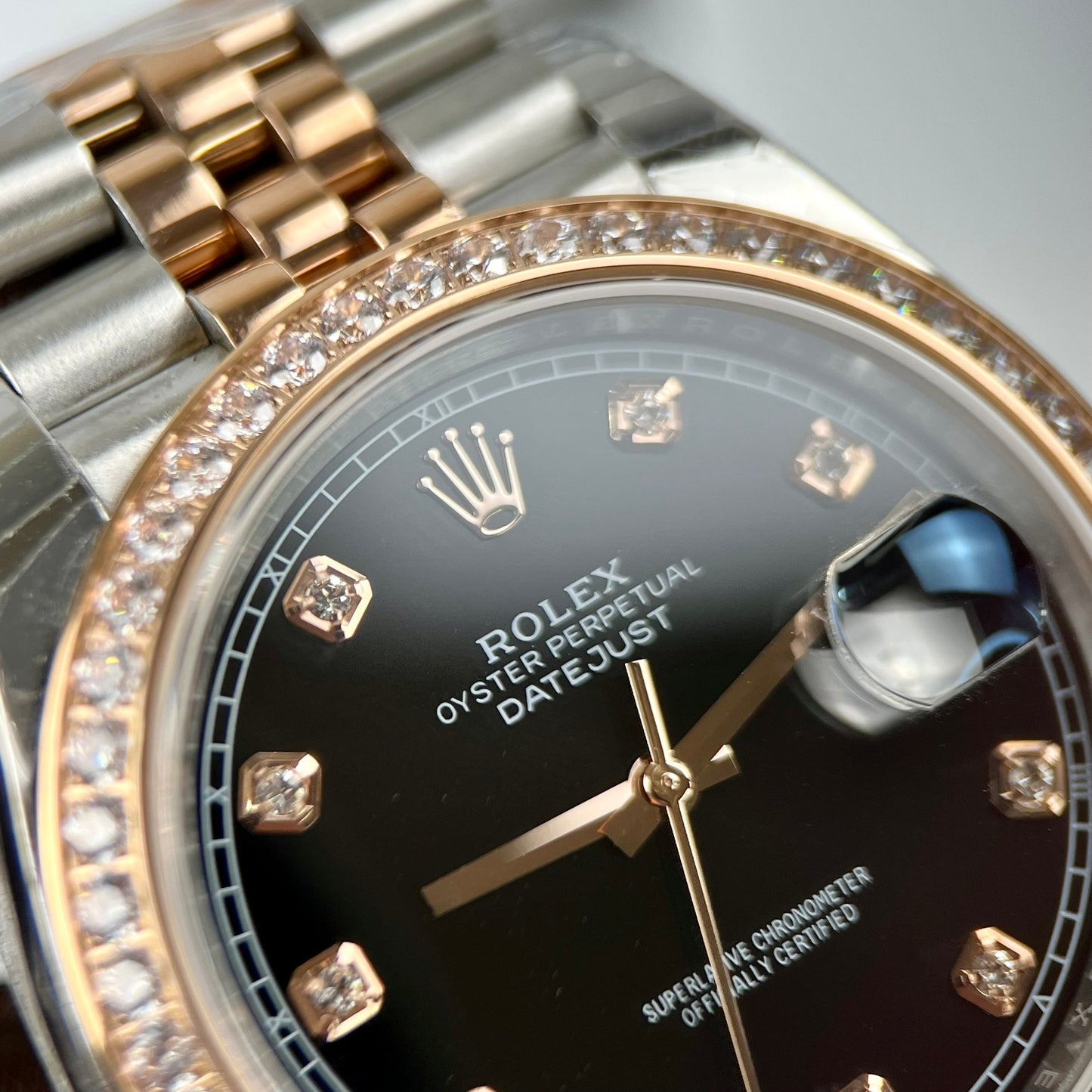 Rolex Datejust 36mm quadrante nero con diamanti 126281RBR 1:1 Best Edition EW Factory quadrante nero svizzero ETA3235