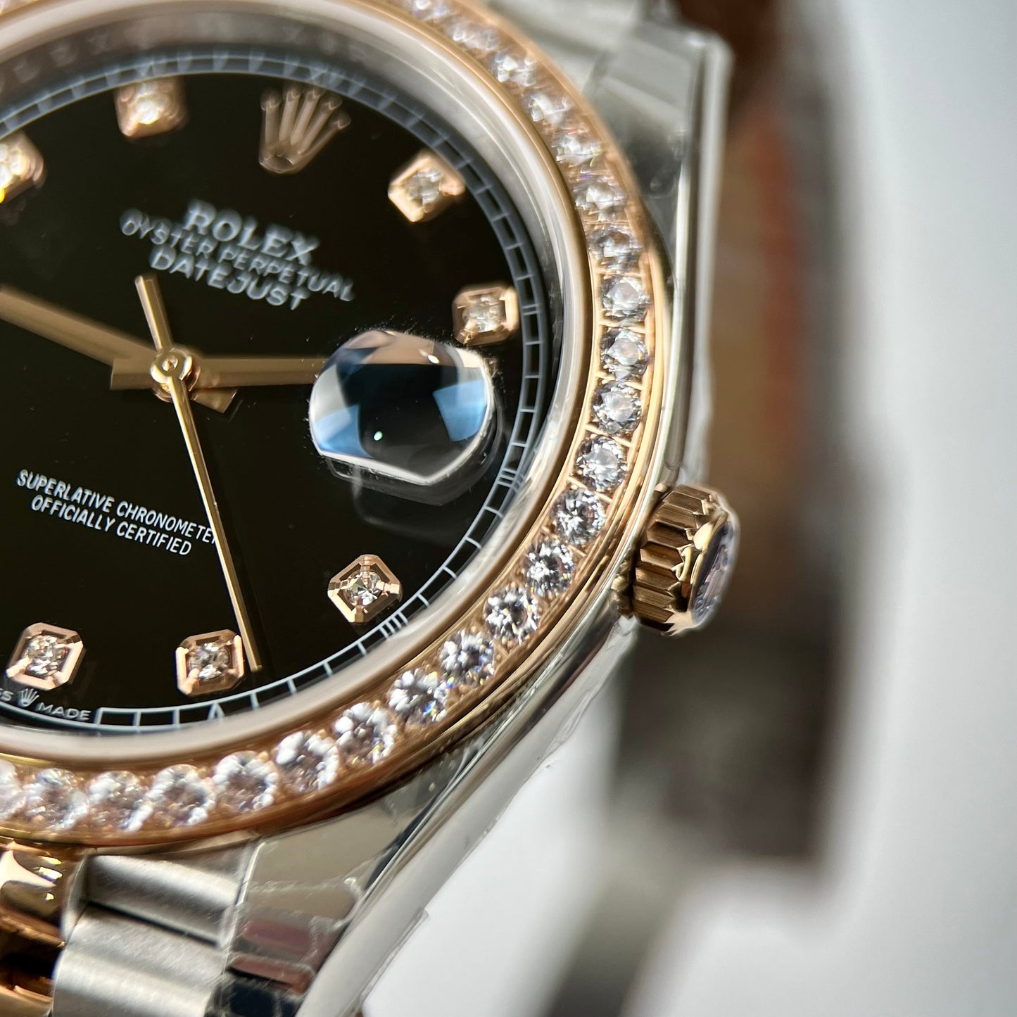 Rolex Datejust 36mm Black With Diamonds Dial 126281RBR 1:1 Best Edition EW Factory Black Dial Swiss ETA3235