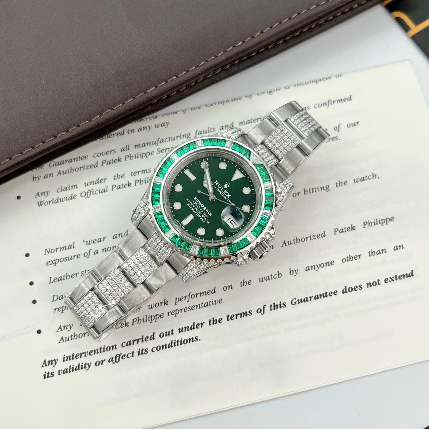 Rolex Submariner Hulk Oystersteel personalizado Moissanite Diamantes super vip