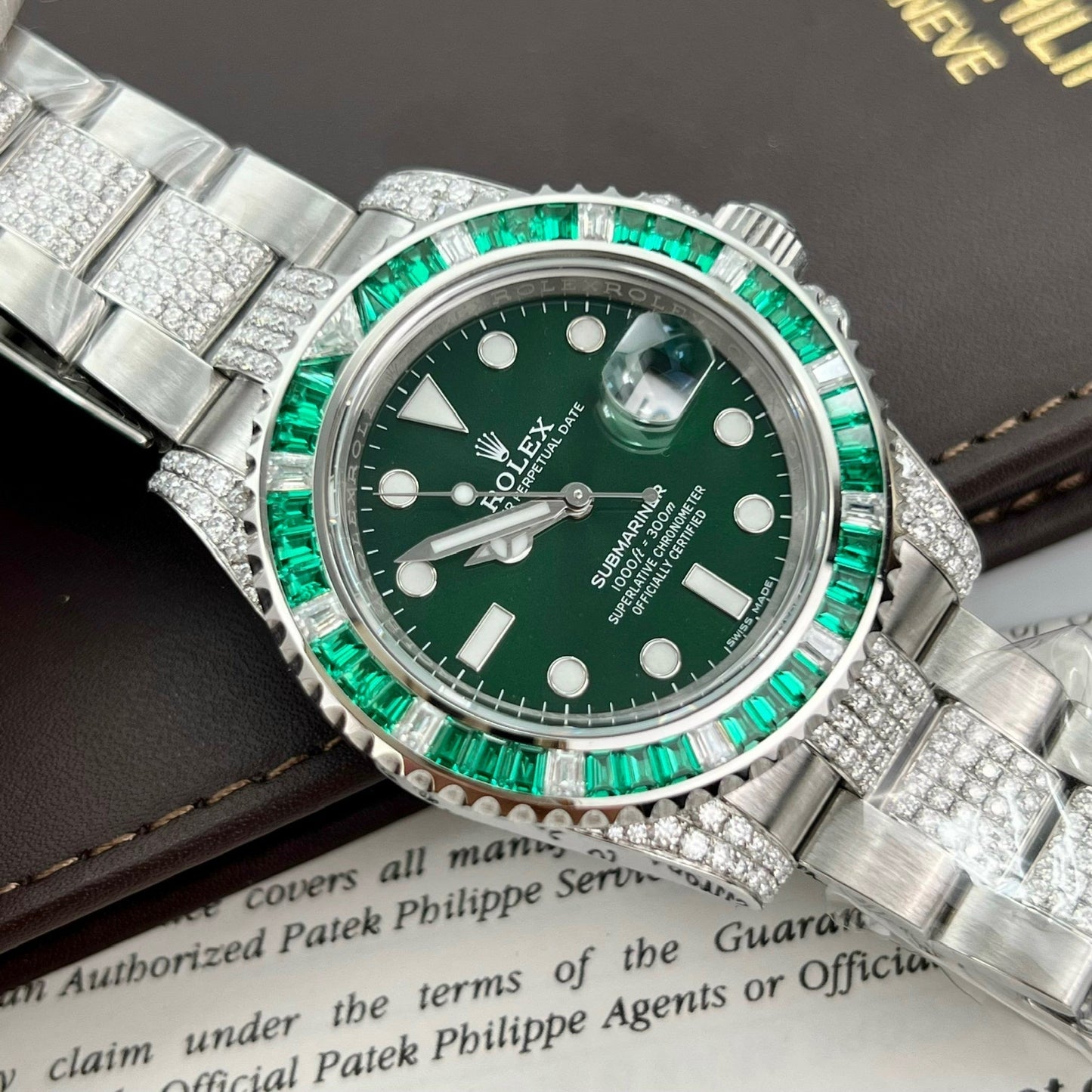 Rolex Submariner Hulk Oystersteel personalizado Moissanite Diamantes super vip