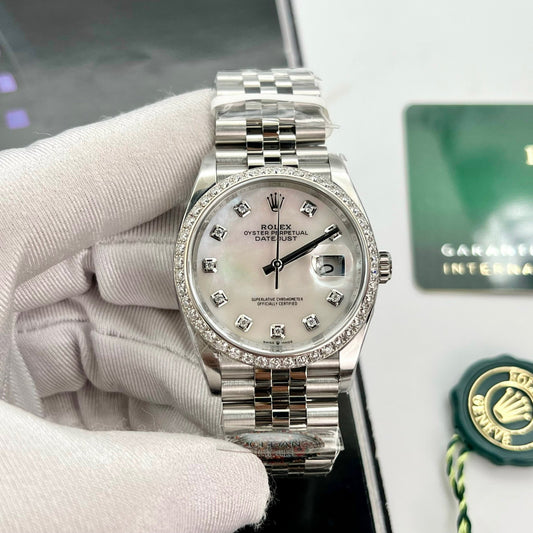 Rolex Datejust M278274-0006 Esfera de nácar y bisel de diamantes personalizados