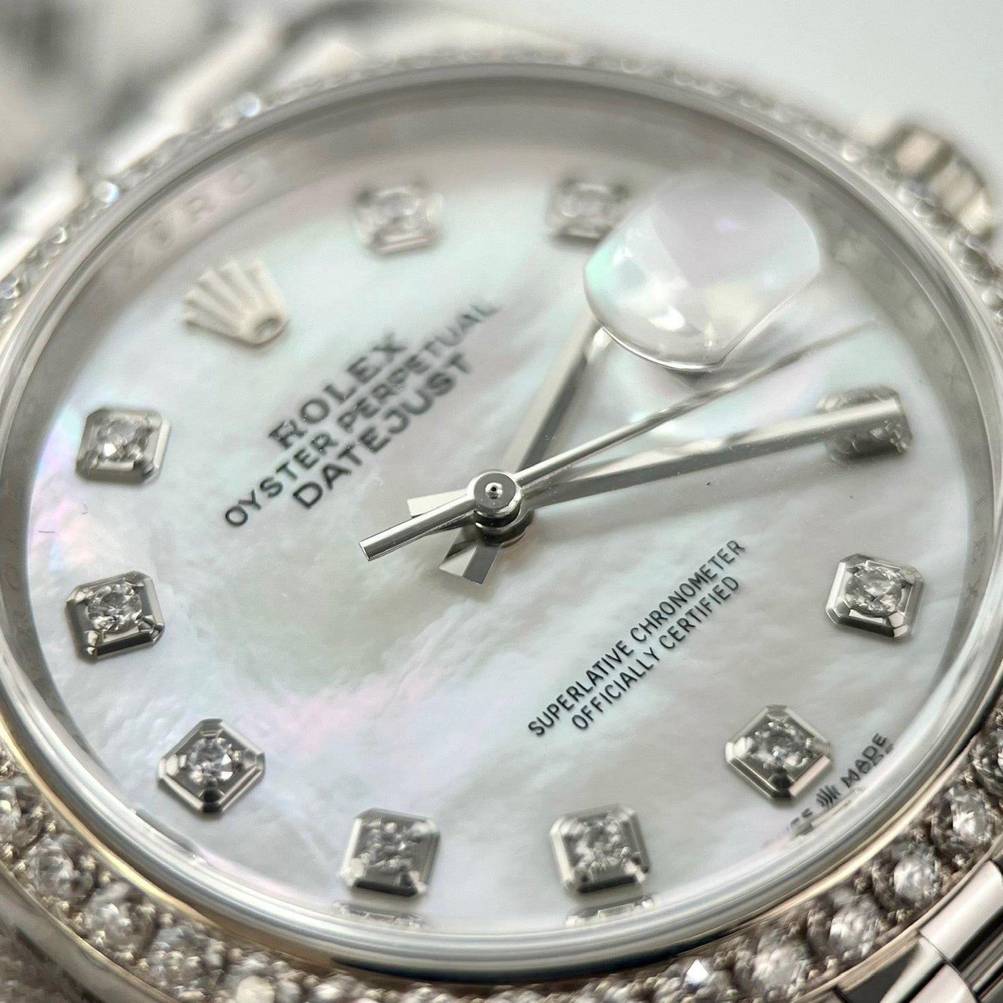 Rolex Datejust M278274-0006 Mother Of Pearl Dial custom Diamonds Bezel