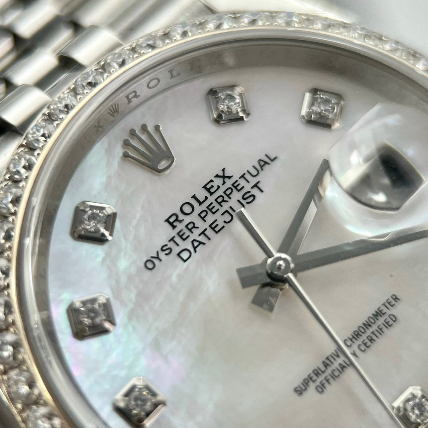 Rolex Datejust M278274-0006 Quadrante in madreperla Lunetta personalizzata con diamanti