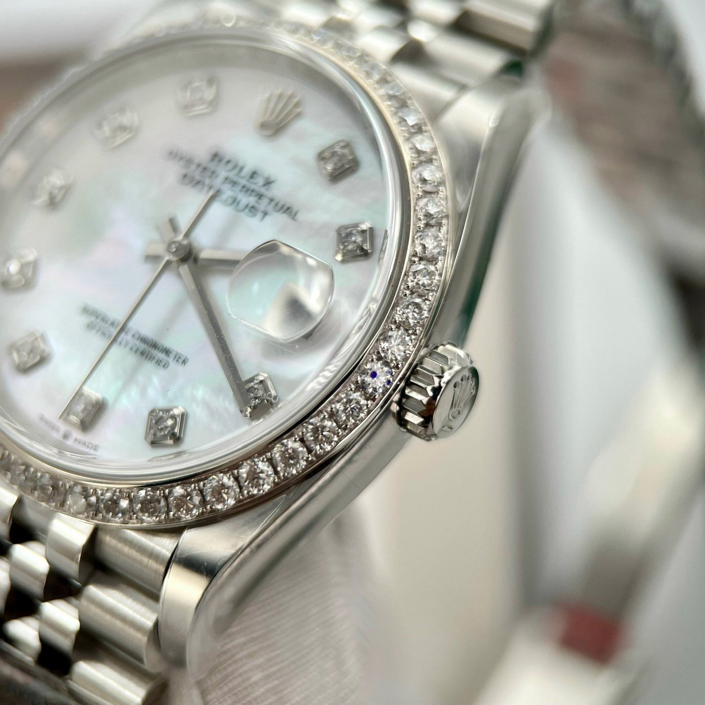 Rolex Datejust M278274-0006 Mother Of Pearl Dial custom Diamonds Bezel