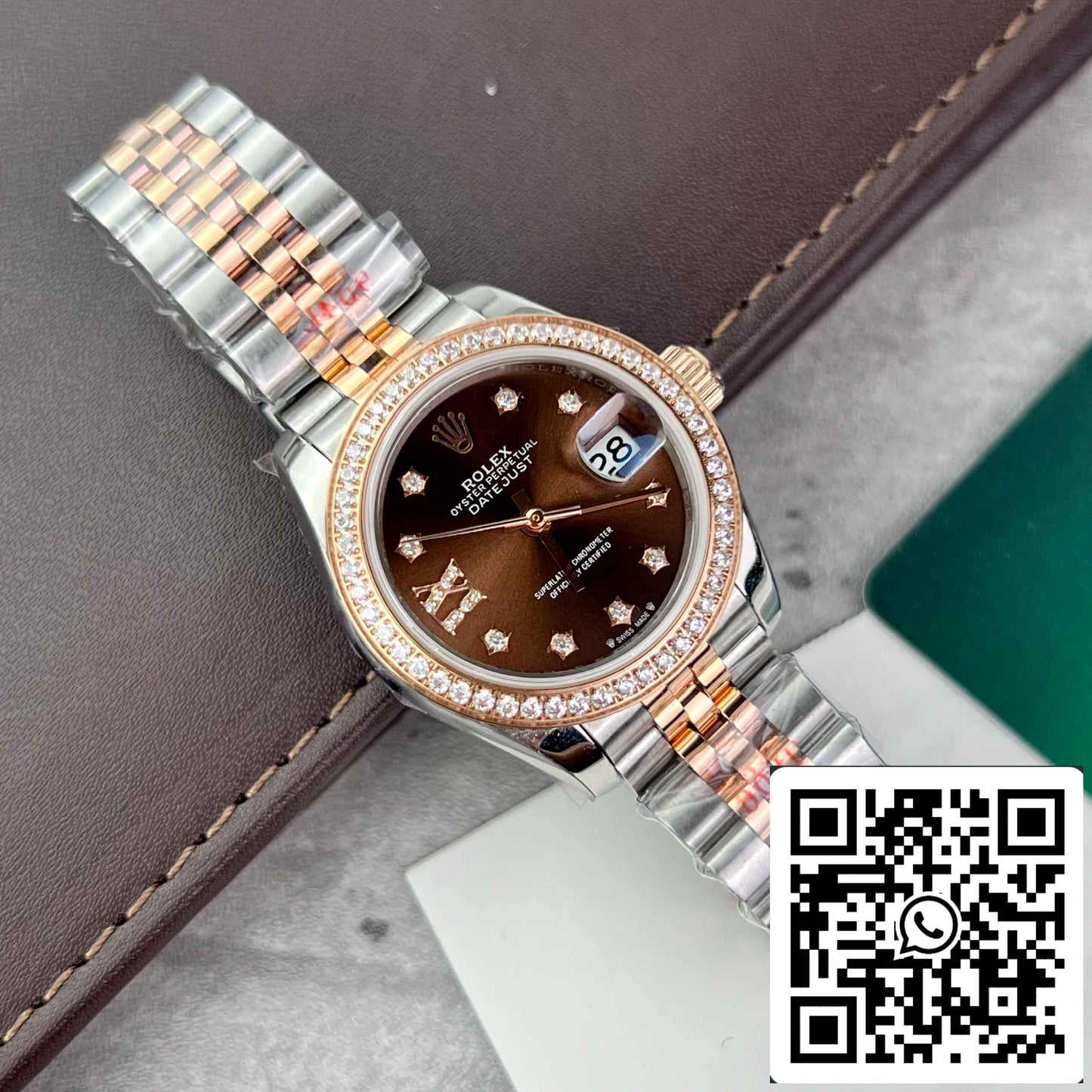 Réplica Rolex Lady-Datejust 28 279171-0003 Esfera color chocolate EW Factory Best Edition