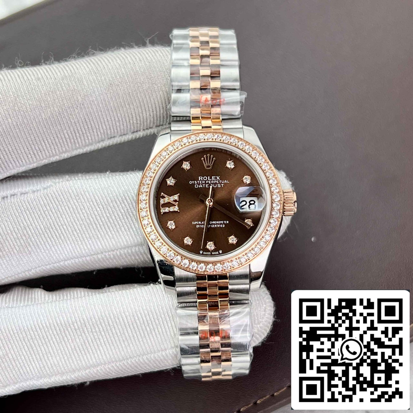 Réplica Rolex Lady-Datejust 28 279171-0003 Esfera color chocolate EW Factory Best Edition