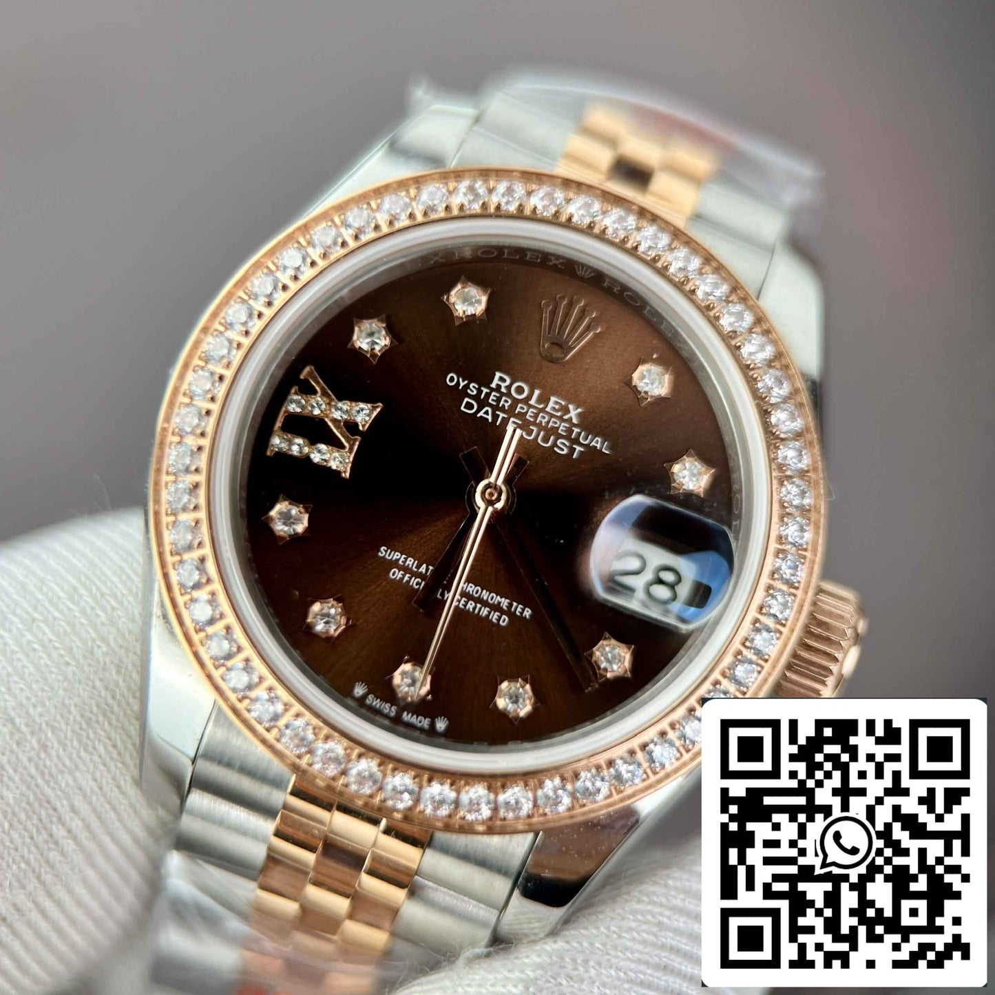 Réplica Rolex Lady-Datejust 28 279171-0003 Esfera color chocolate EW Factory Best Edition