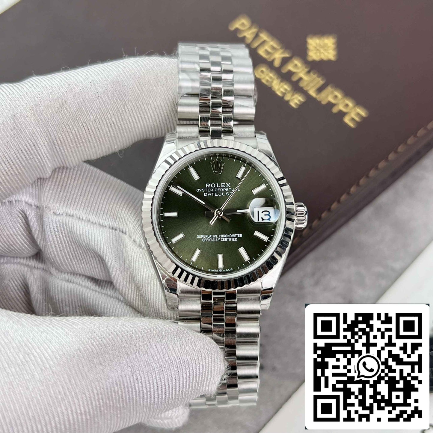 Réplica Rolex Datejust 31 278274-0018 EW Factory 31 mm Esfera verde oliva