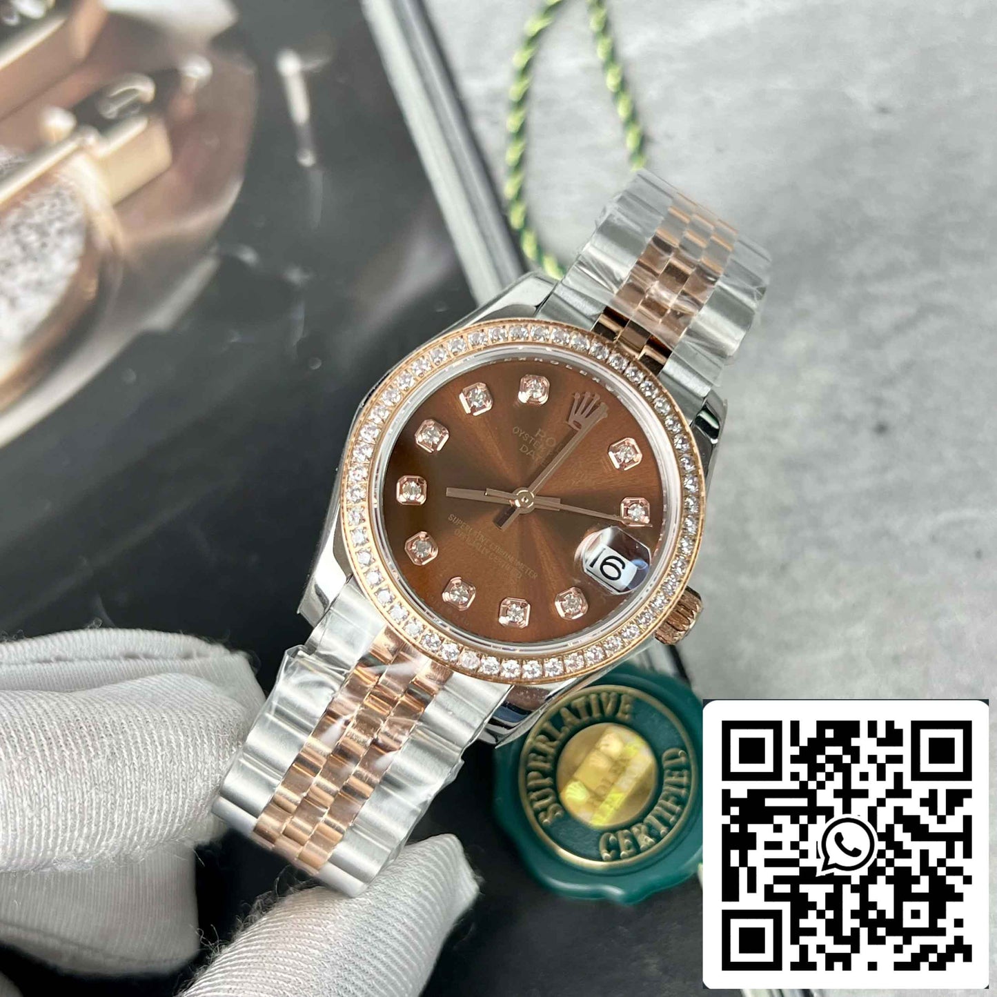 Réplica Rolex Lady-Datejust M279171-0011 Oystersteel EW Factory Bisel Piedra