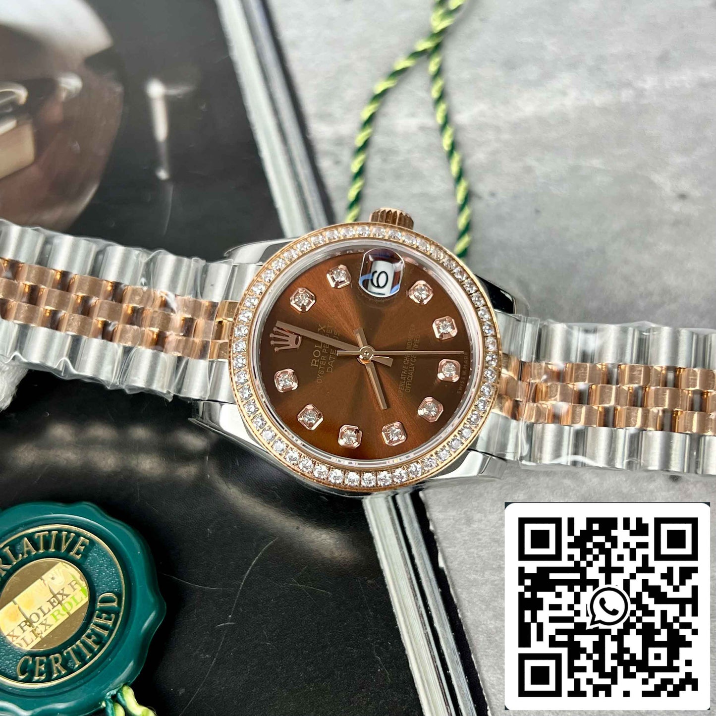 Réplica Rolex Lady-Datejust M279171-0011 Oystersteel EW Factory Bisel Piedra