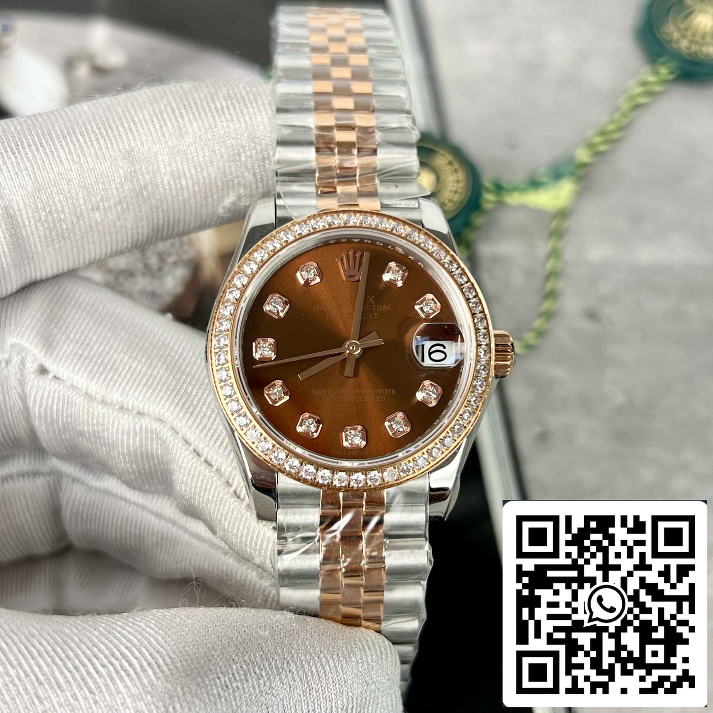 Replica Rolex Lady-Datejust M279171-0011 Oystersteel EW Factory Bezel Stone