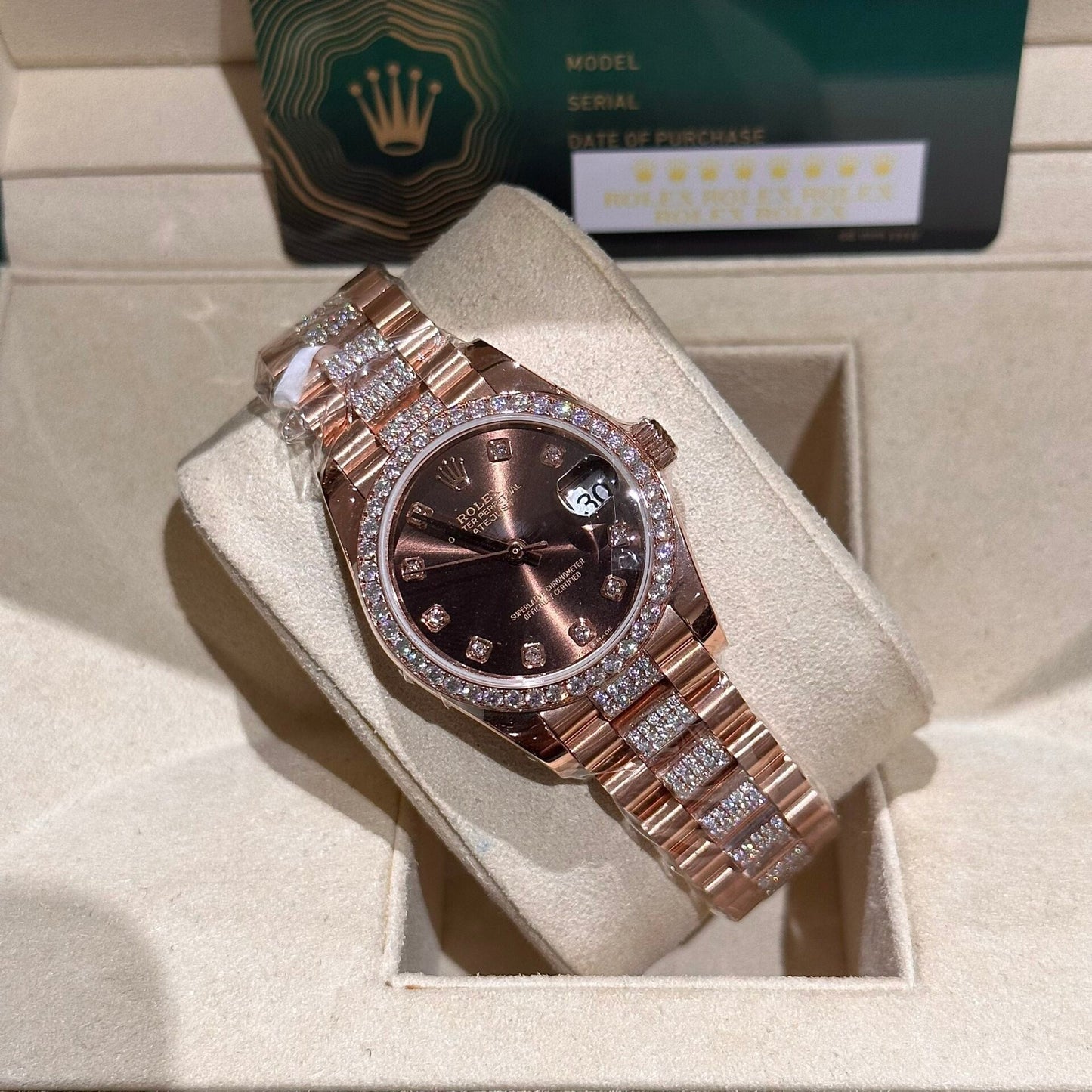 Rolex Datejust 31 278275 envuelto en oro rosa de 18k y diamantes 1:1 mejor edición