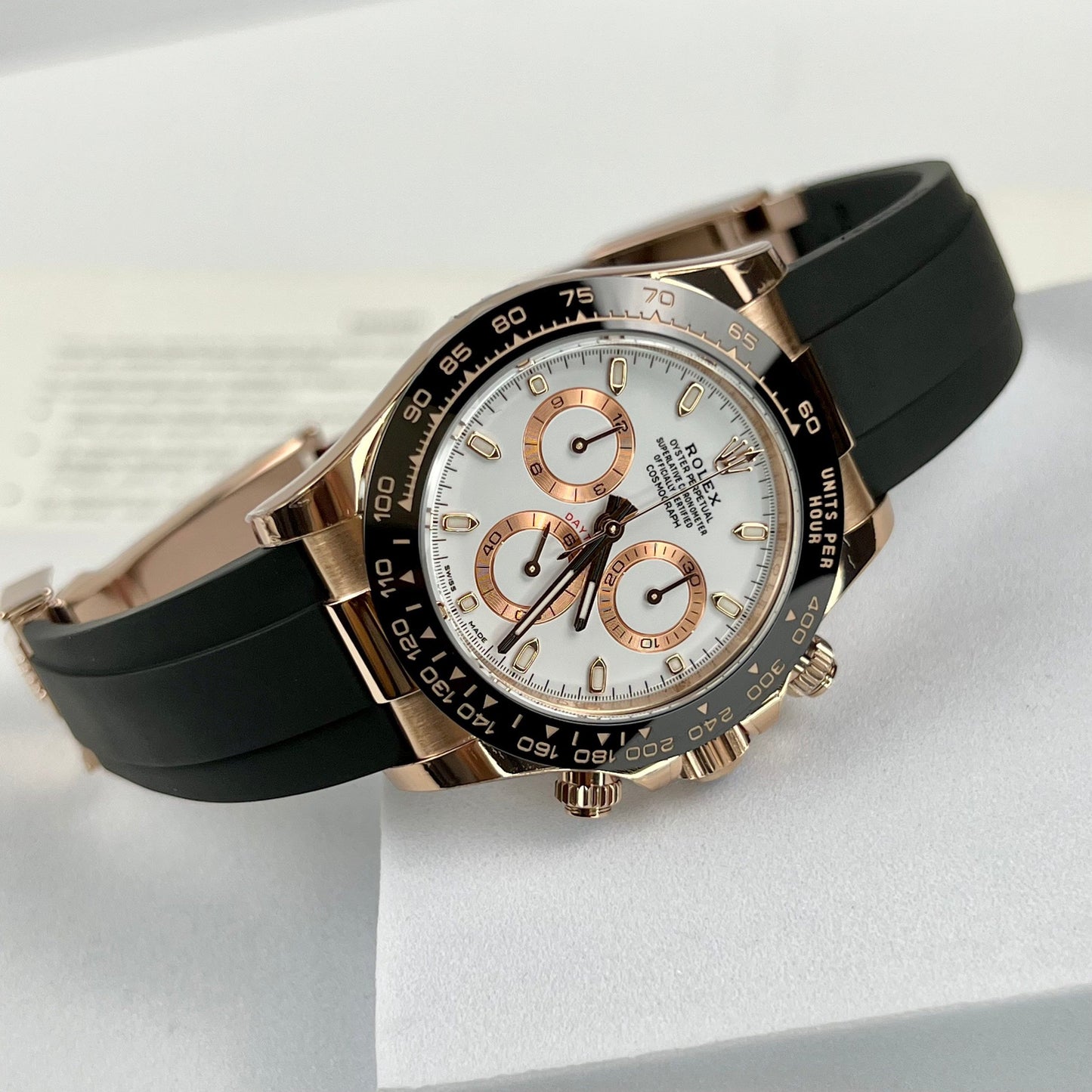 Rolex Daytona M116505-0010  1:1 Best Edition BT Factory Rose Gold Rubber Strap