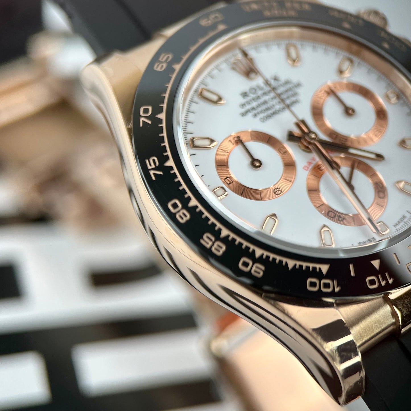 Rolex Daytona M116505-0010  1:1 Best Edition BT Factory Rose Gold Rubber Strap