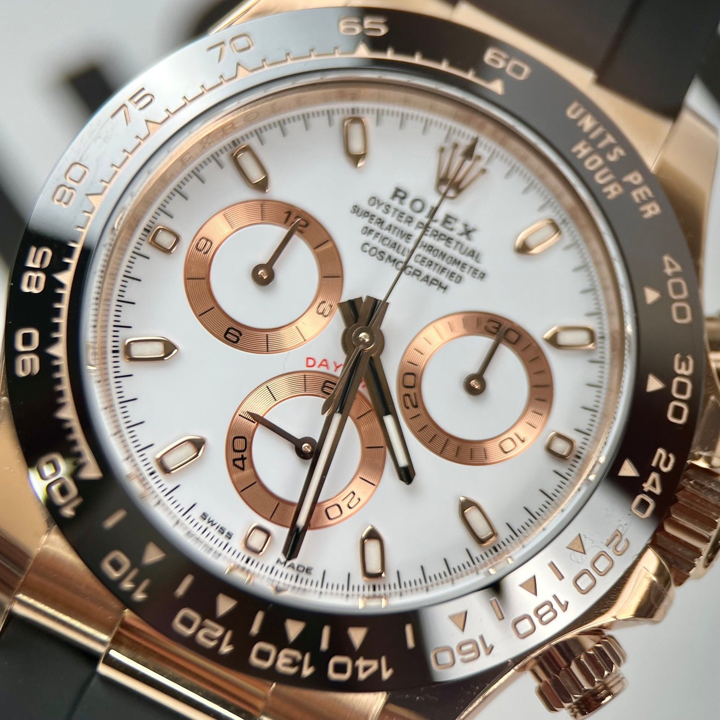 Rolex Daytona M116505-0010 1:1 Best Edition BT Factory cinturino in caucciù in oro rosa