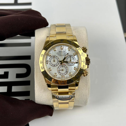 Réplica Rolex Cosmograph Daytona 40 mm Oro amarillo Madreperla Diamante Dial 116528