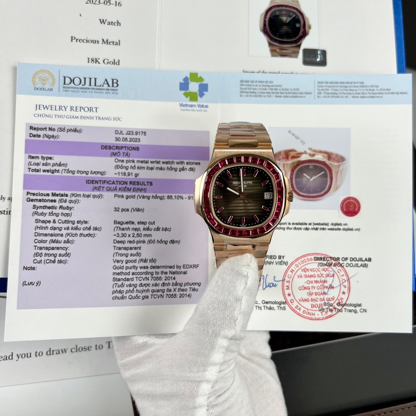 Patek Philippe Nautilus 5711 18k rose gold 1:1 best Edition PPF Factory custom Ruby Stone