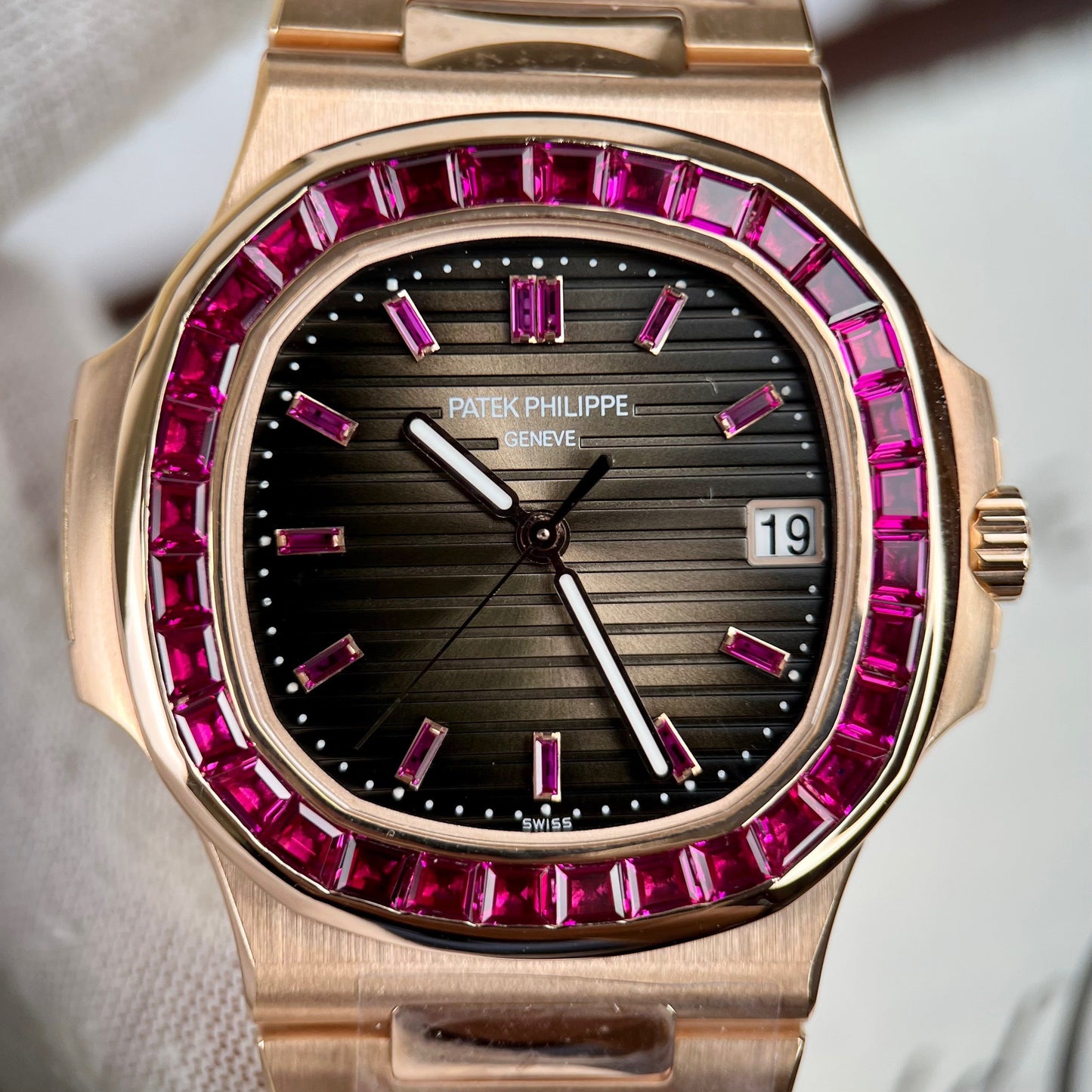 Patek Philippe Nautilus 5711 Oro rosa 18 carati 1:1 migliore edizione PPF Custom Factory Ruby Stone