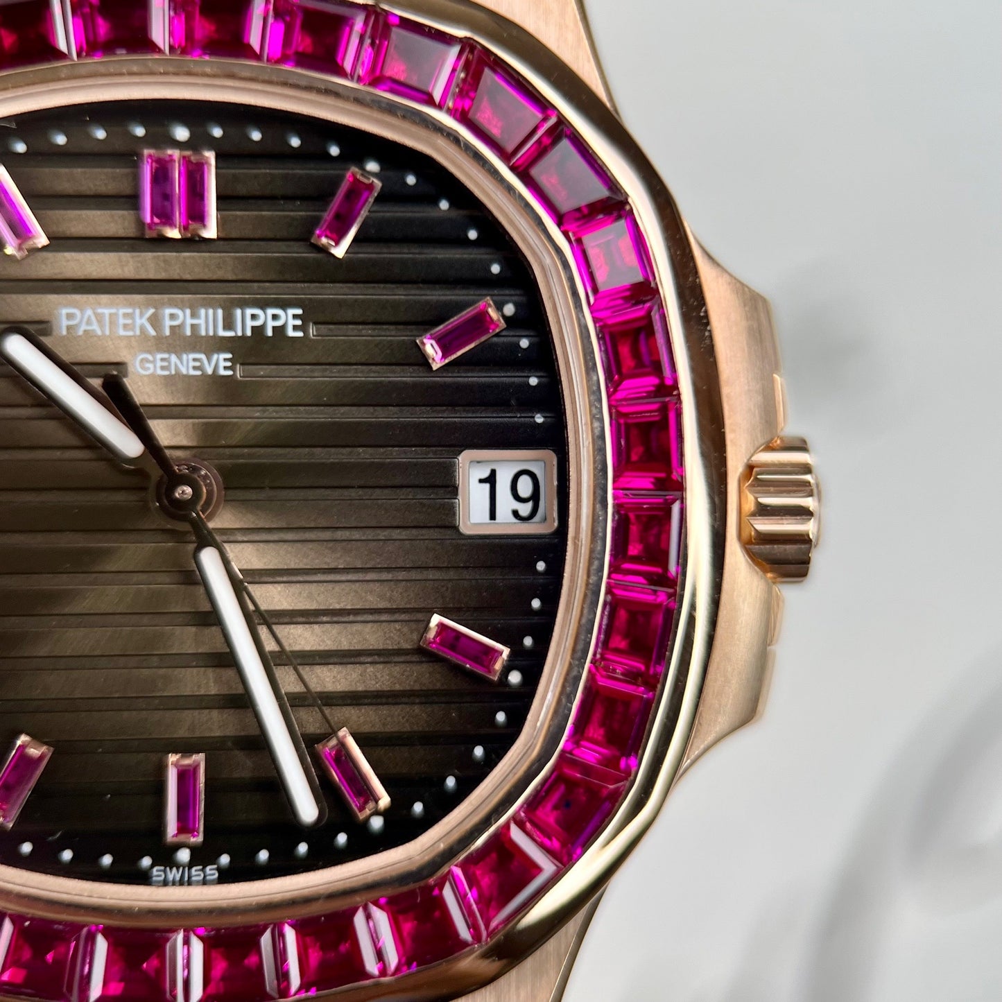 Patek Philippe Nautilus 5711 Oro rosa 18 carati 1:1 migliore edizione PPF Custom Factory Ruby Stone