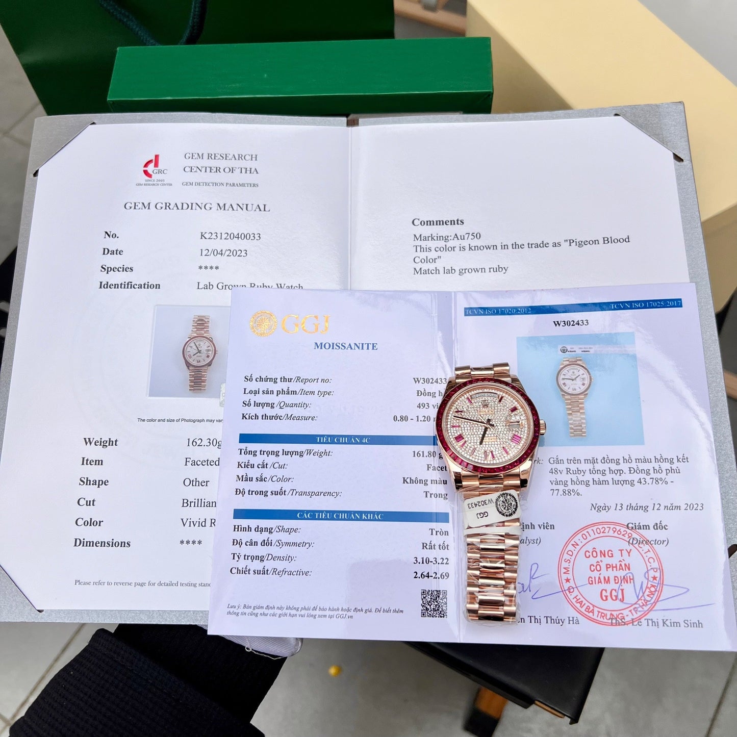 Rolex Day Date 228398 DRRP 1:1 mejor edición Oro rosa personalizado de 18k y zafiro rubí Diamond Pave