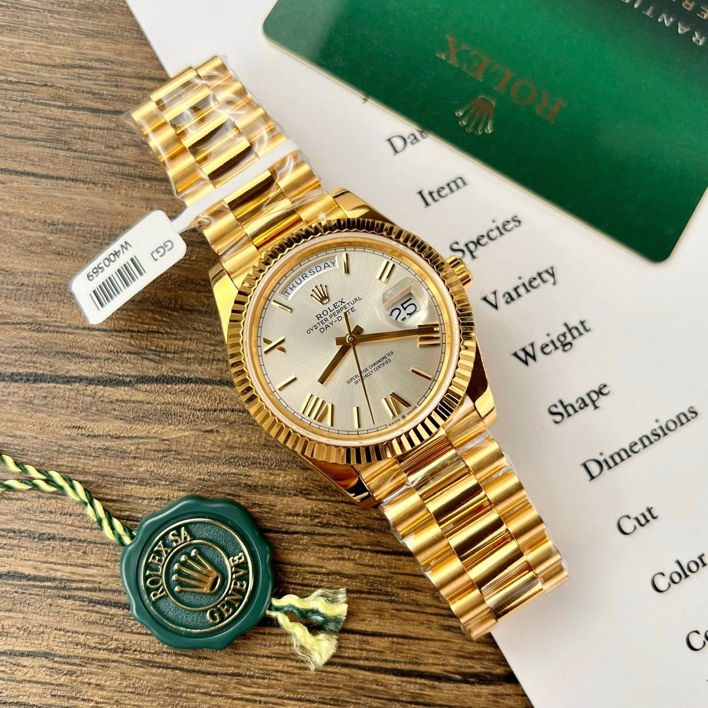 Rolex Day Date 228238 40MM 1:1 mejor edición Oro amarillo de 18k Plata Esfera romana Versión de contrapeso de fábrica GM