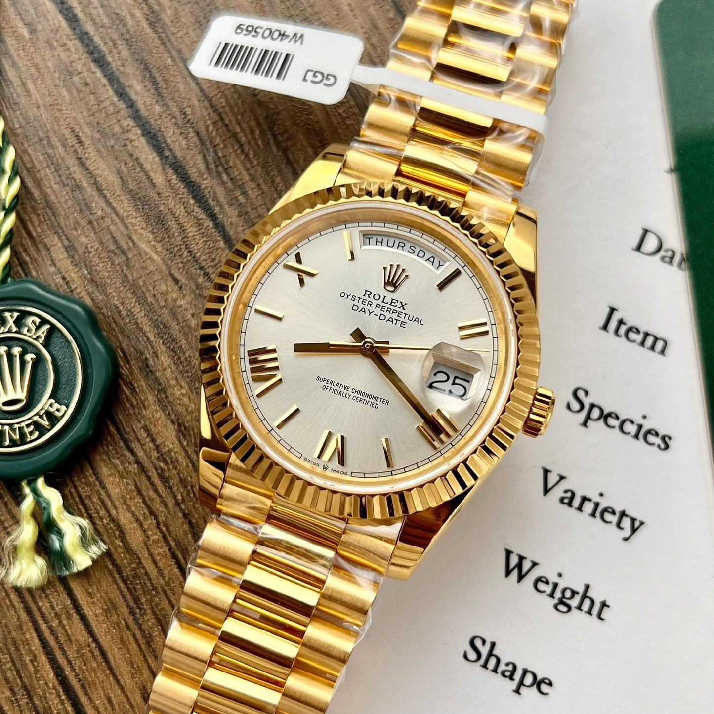 Rolex Day Date 228238 40MM 1:1 mejor edición Oro amarillo de 18k Plata Esfera romana Versión de contrapeso de fábrica GM