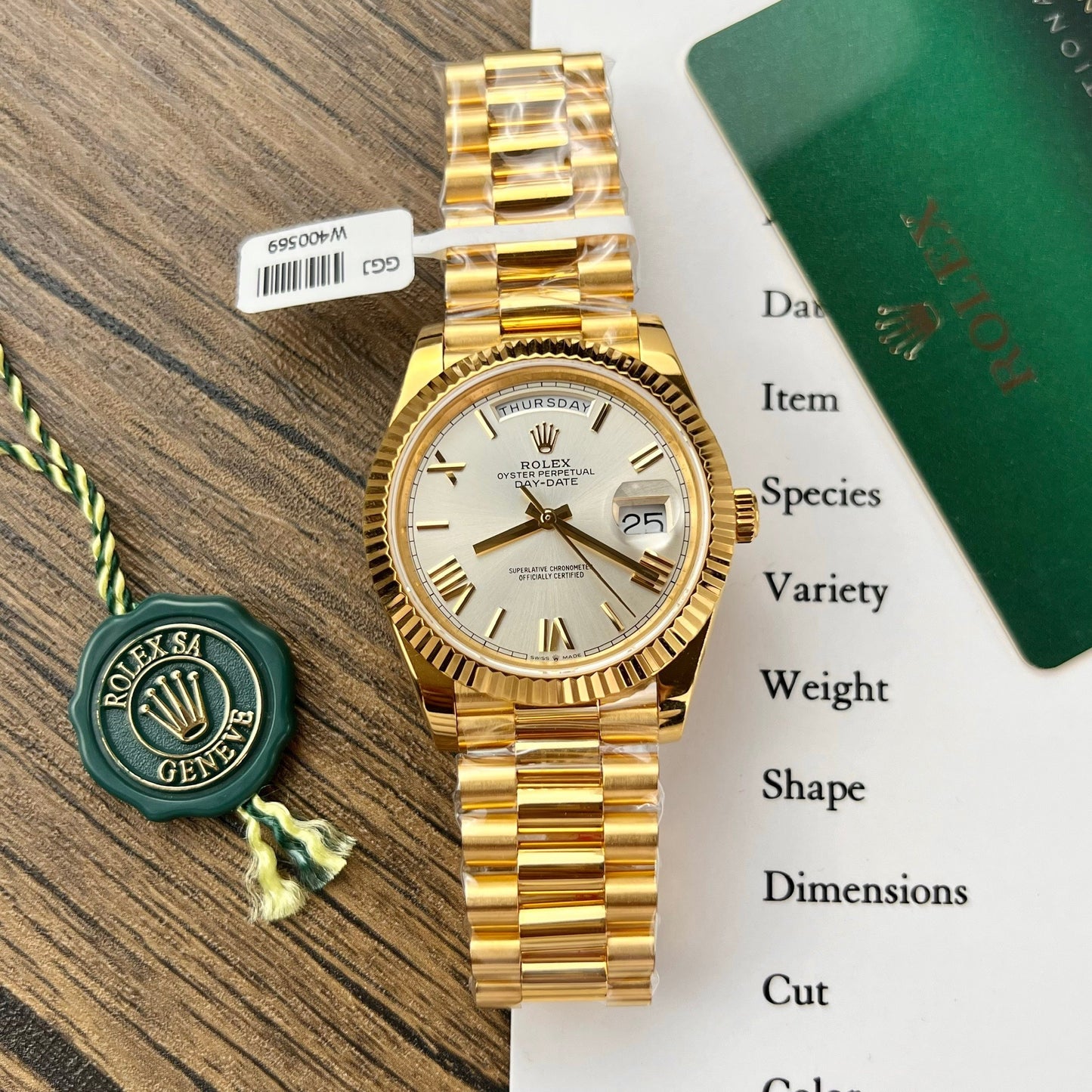 Rolex Day Date 228238 40MM 1:1 best edition 18k Yellow Gold Silver Roman Dial GM Factory Counterweight Version