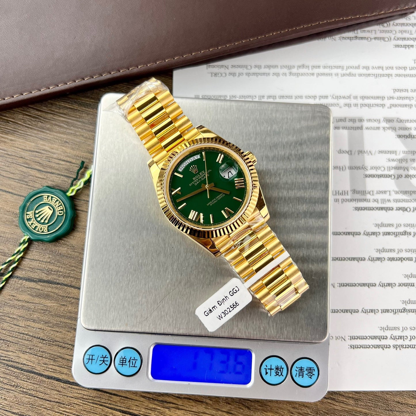 Rolex Day-Date 40 Oro amarillo 228238 Verde Rom 1:1 mejor edición 175 gramos V3 Versión de contrapeso de fábrica GM