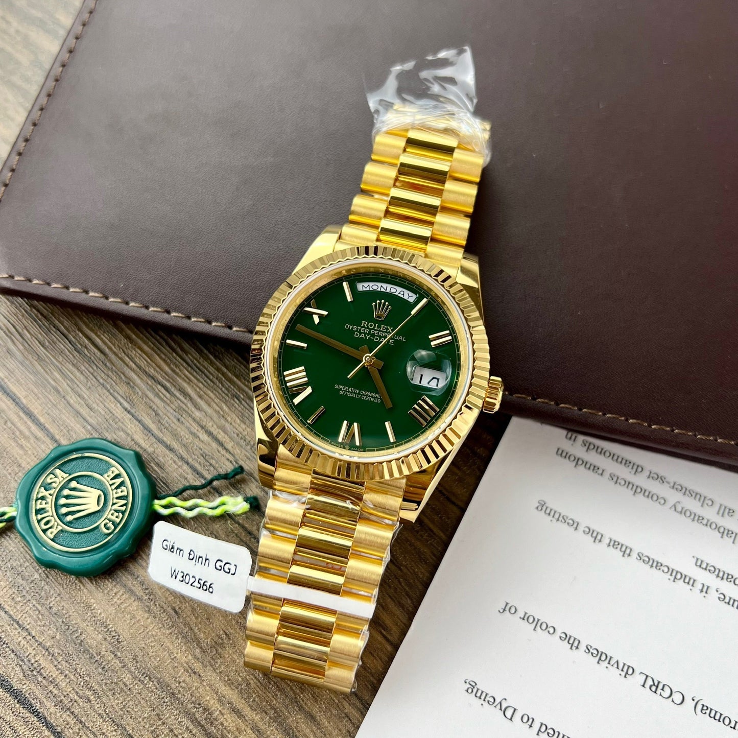 Rolex Day-Date 40 Oro amarillo 228238 Verde Rom 1:1 mejor edición 175 gramos V3 Versión de contrapeso de fábrica GM