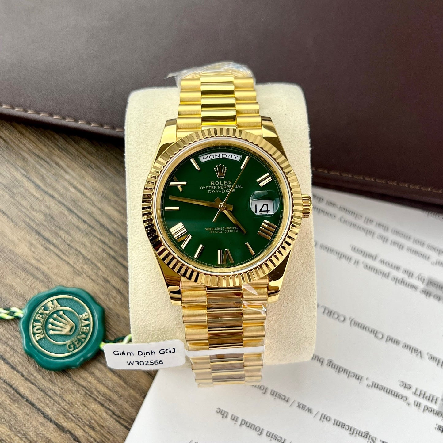 Rolex Day-Date 40 Oro amarillo 228238 Verde Rom 1:1 mejor edición 175 gramos V3 Versión de contrapeso de fábrica GM