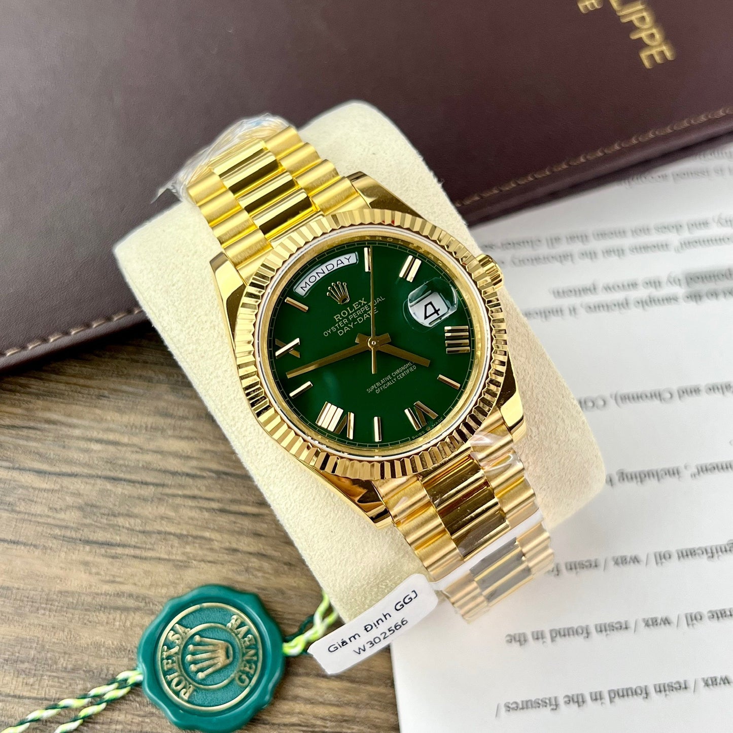 Rolex Day-Date 40 Oro amarillo 228238 Verde Rom 1:1 mejor edición 175 gramos V3 Versión de contrapeso de fábrica GM