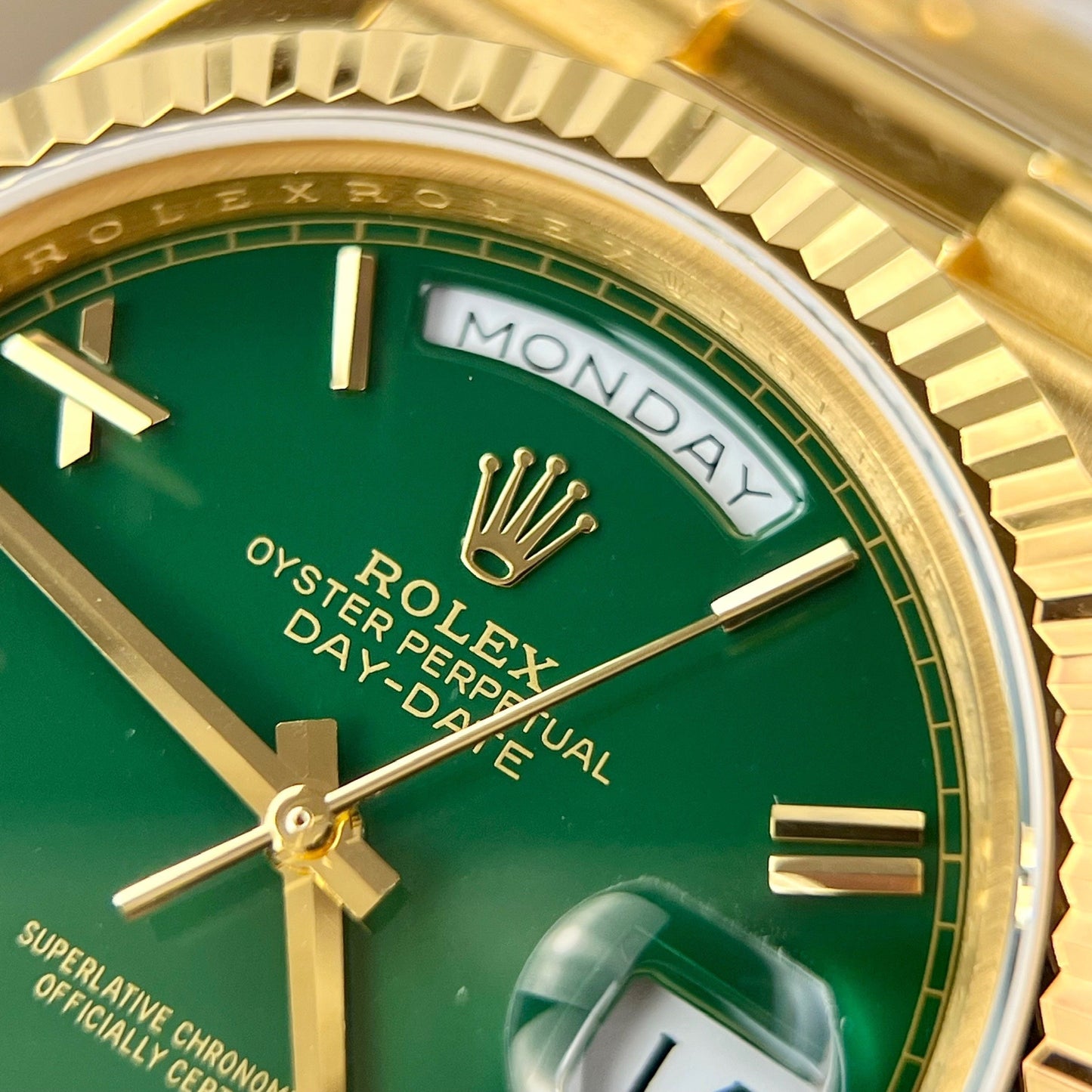 Rolex Day-Date 40 Oro amarillo 228238 Verde Rom 1:1 mejor edición 175 gramos V3 Versión de contrapeso de fábrica GM