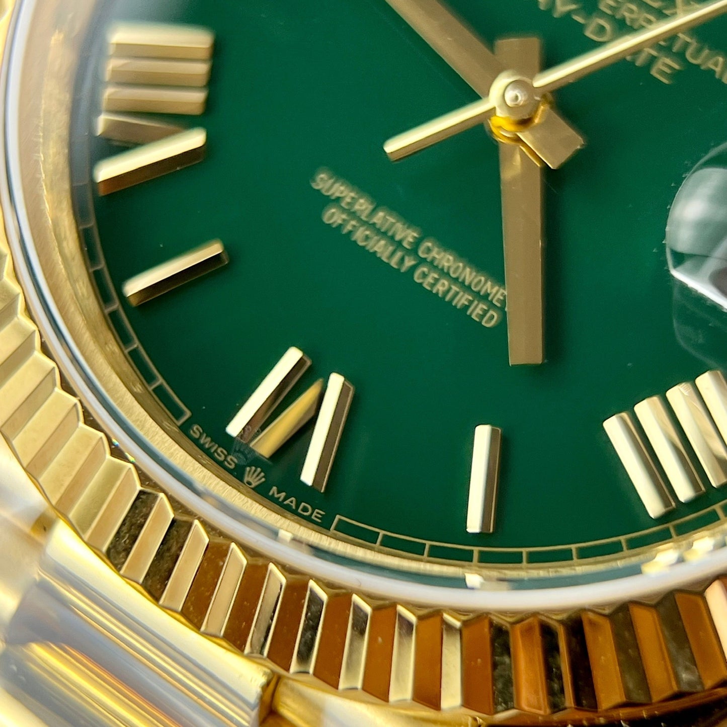 Rolex Day-Date 40 Oro amarillo 228238 Verde Rom 1:1 mejor edición 175 gramos V3 Versión de contrapeso de fábrica GM