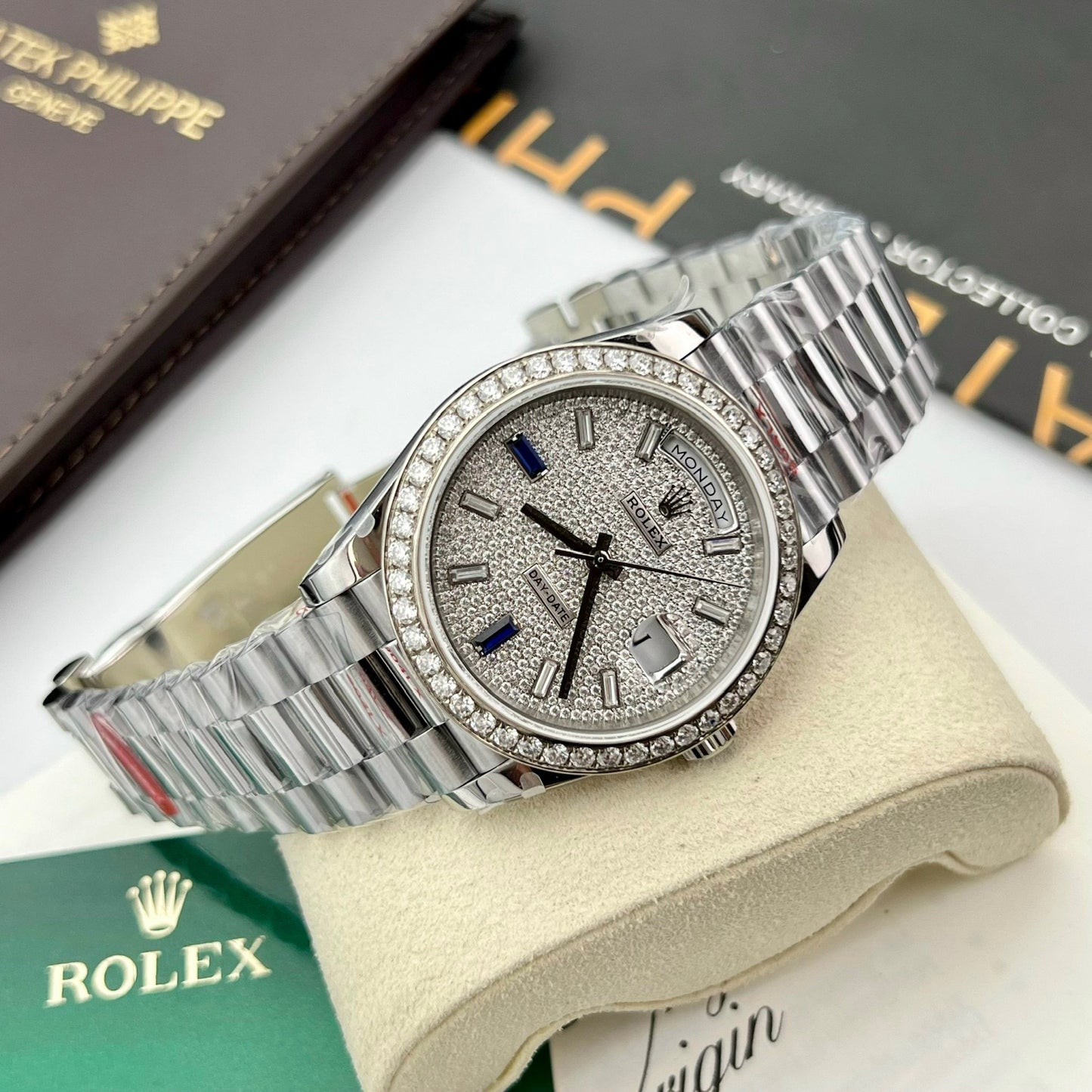 Rolex Day Date 40 228349RBR Bezel Diamonds Dial 1:1 Best Edition  Counterweight version