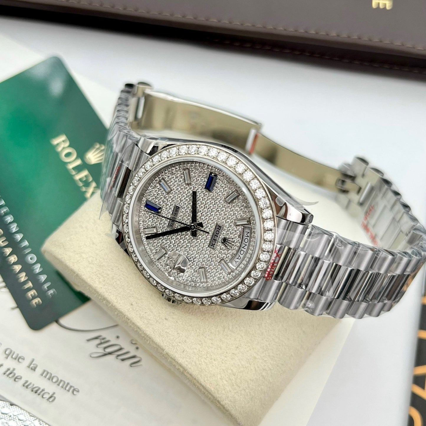 Rolex Day Date 40 228349RBR Bezel Diamonds Dial 1:1 Best Edition  Counterweight version