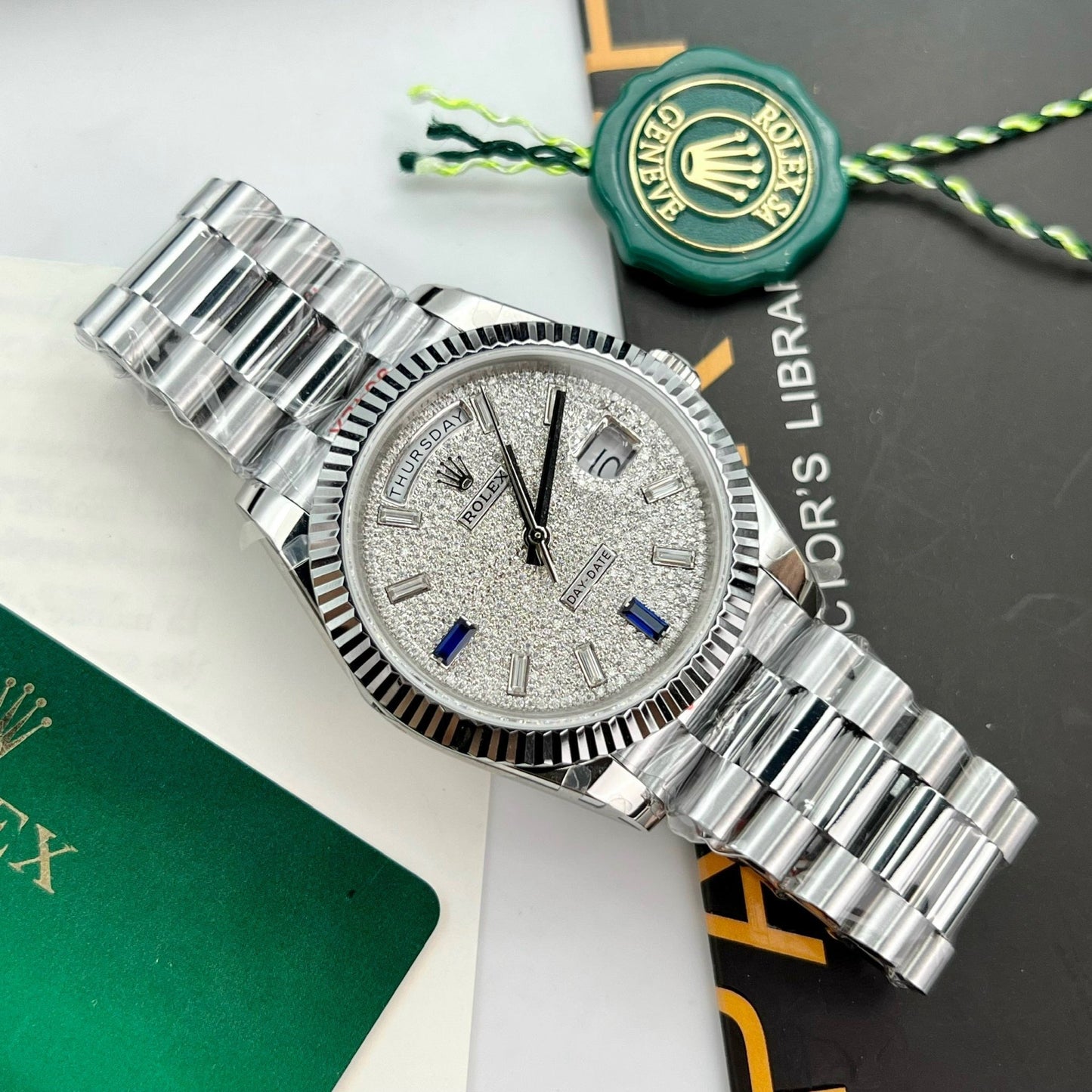 Rolex Day Date 40 228349RBR Esfera con diamantes pavé 1:1 Versión contrapeso GM Factory V3