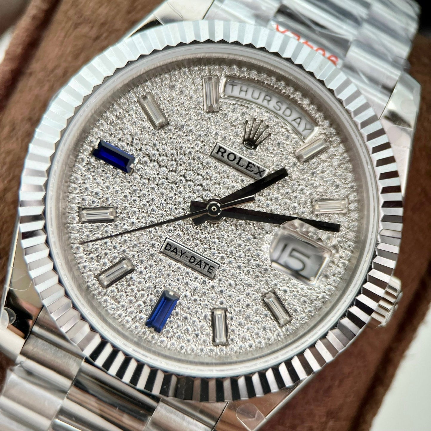 Rolex Day Date 40 228349RBR Pave Diamonds Dial 1:1 Best Edition GM Factory V3 Counterweight version