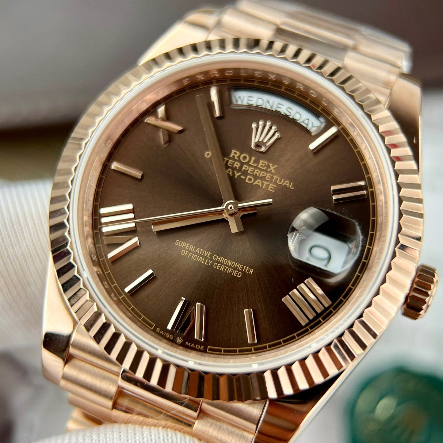 Rolex Day Date President Automático 228235 Oro rosa de 18 quilates lleno de 175 gramos Versión de contrapeso GM V3