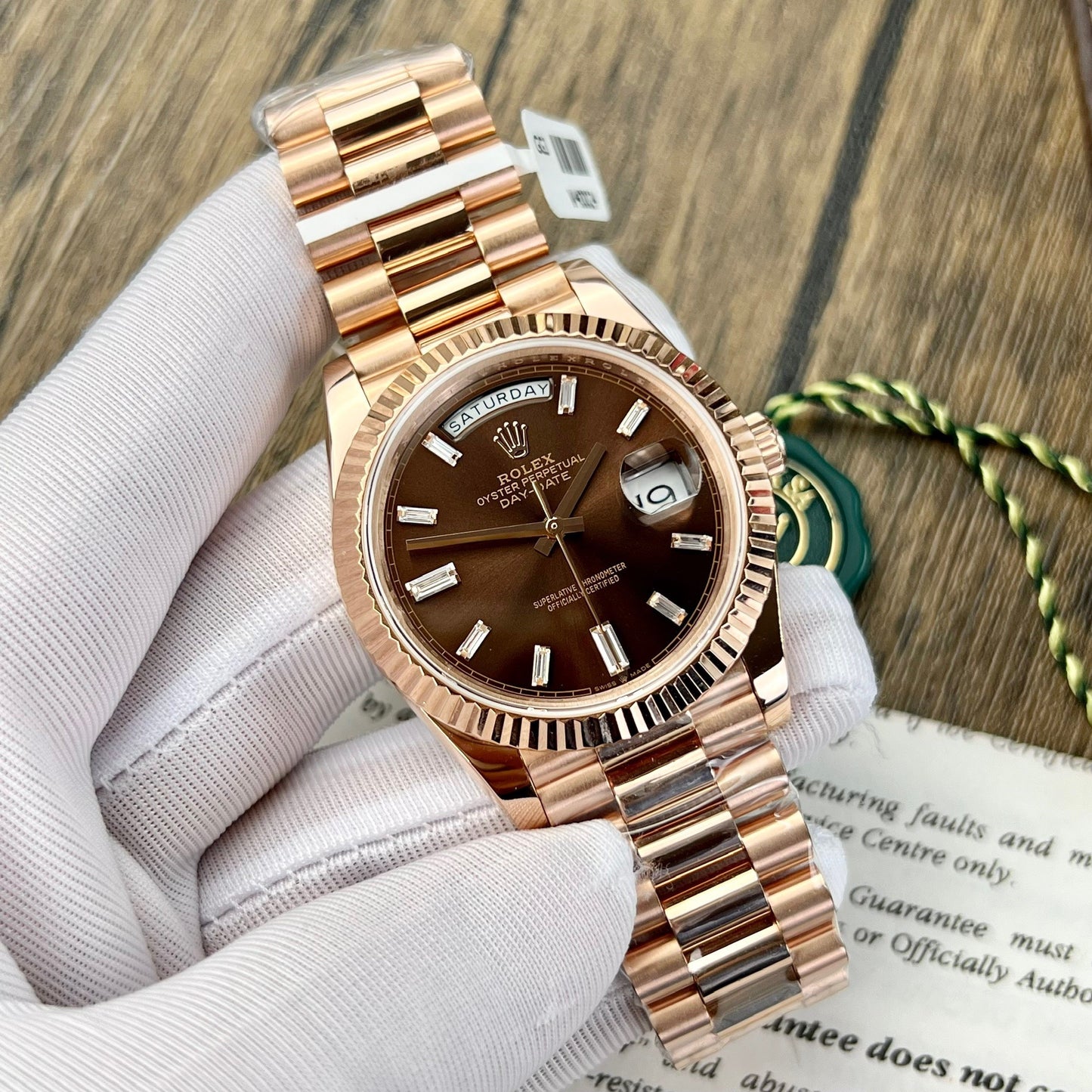 Rolex Day Date M228235-0003 18k gold plated 1:1 Best Edition GM Factory V2 Chocolate Dial Counterweight Version