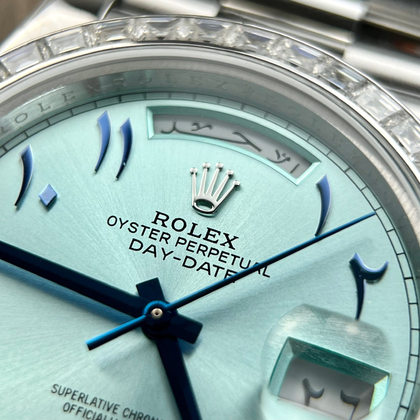 Rolex Day Date 40 - 228206 Esfera árabe Mejor edición 1:1 GM Factory V3 Moissanite baguetta