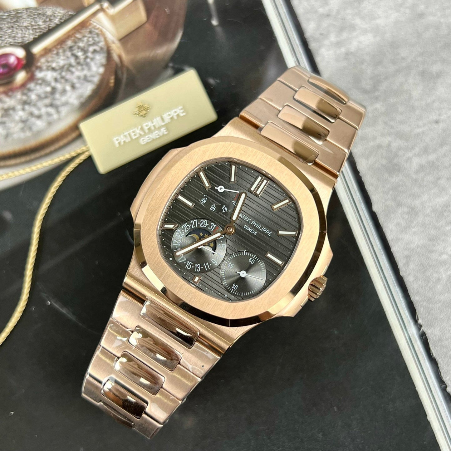 Patek Philippe Nautilus 5712/1R-001 1:1 Best Edition GR Factory quadrante grigio oro rosa