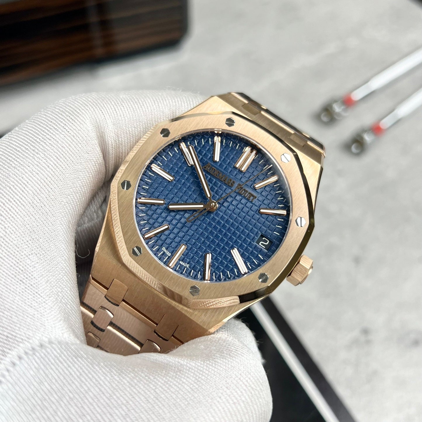 Audemars Piguet Royal Oak 15510 1:1 Mejor edición APS Factory esfera azul oro rosa