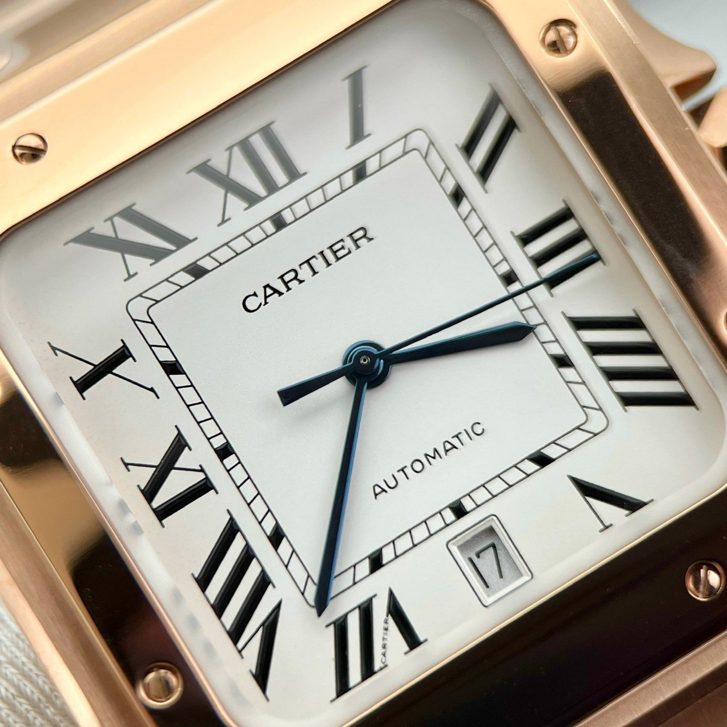 Cartier De Santos Stainless Steel Case BV Factory 1:1 Best Edition White Dial Rose gold newest version