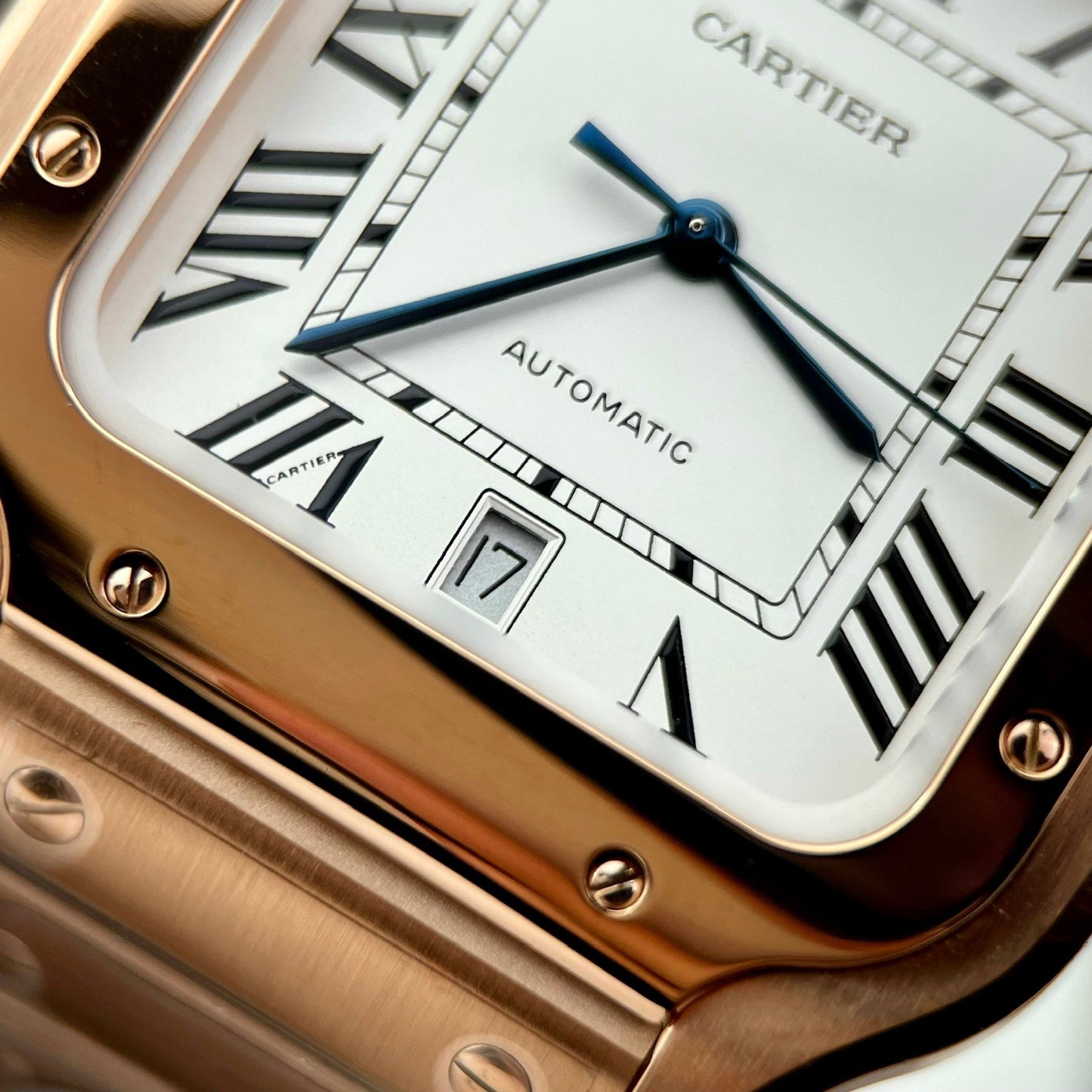 Cartier De Santos Caja de acero inoxidable BV Factory 1:1 Mejor edición Esfera blanca Oro rosa versión más reciente