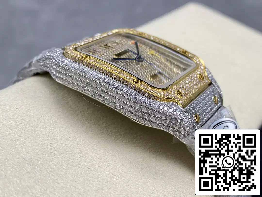 Santos De Cartier Diamond Numeric Color Dial Yellow Gold 1:1 Best Edition AMG Factory Swarovski Stone